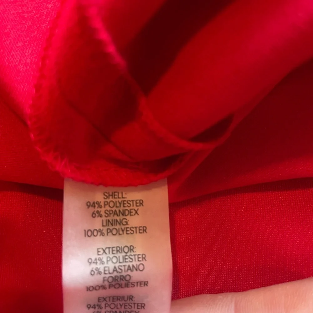 Calvin Klein Red Long-Sleeve Embellished Shift Dress - Picture 12 of 14